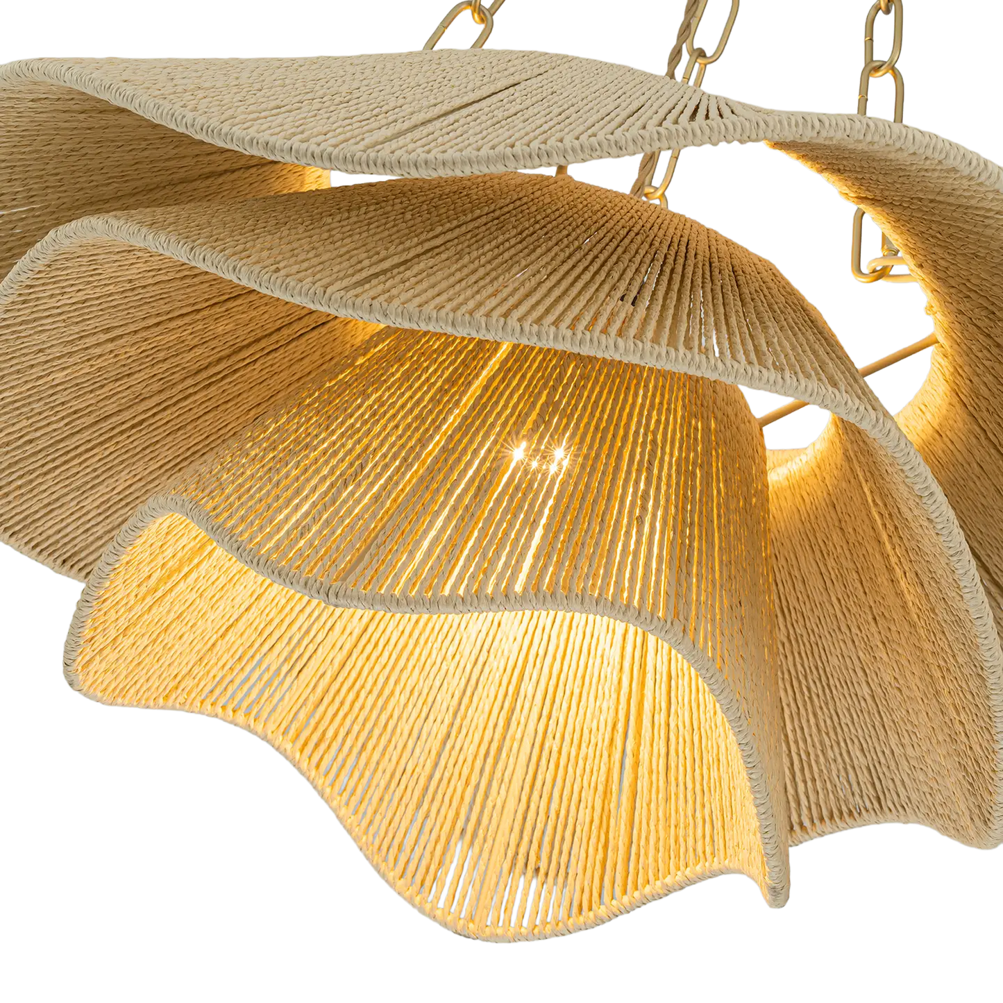 Amy Handwoven Three Tiered Chandelier inside