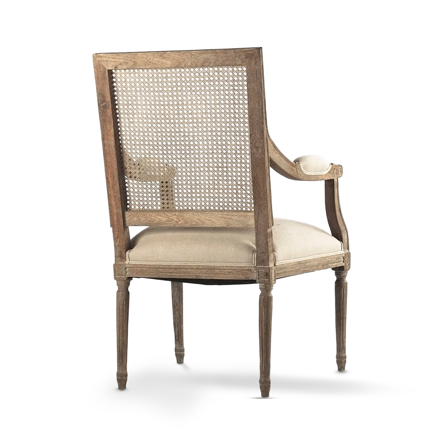 Henry Natural Linen Cane Arm Chair back