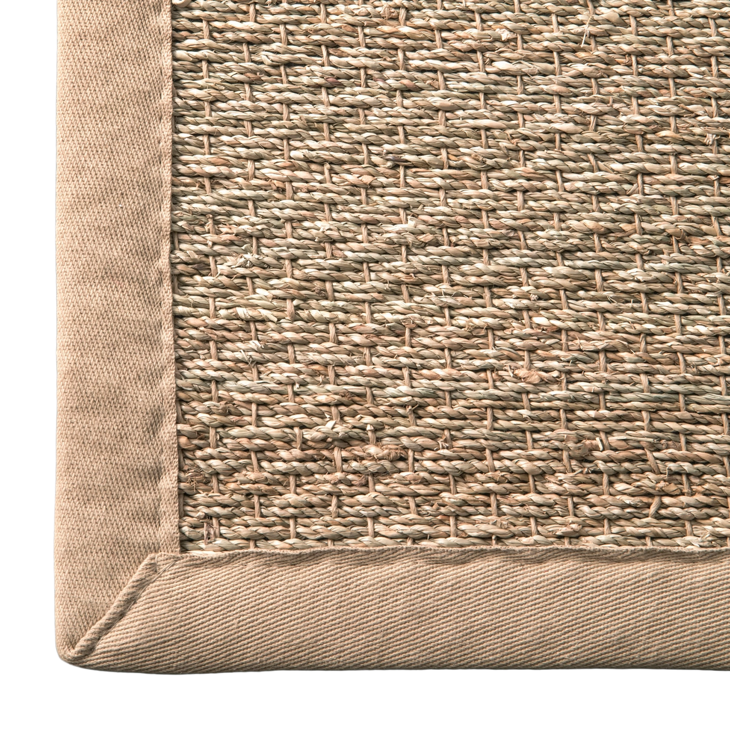 Naples Natural Seagrass Rug beige fabric trim
