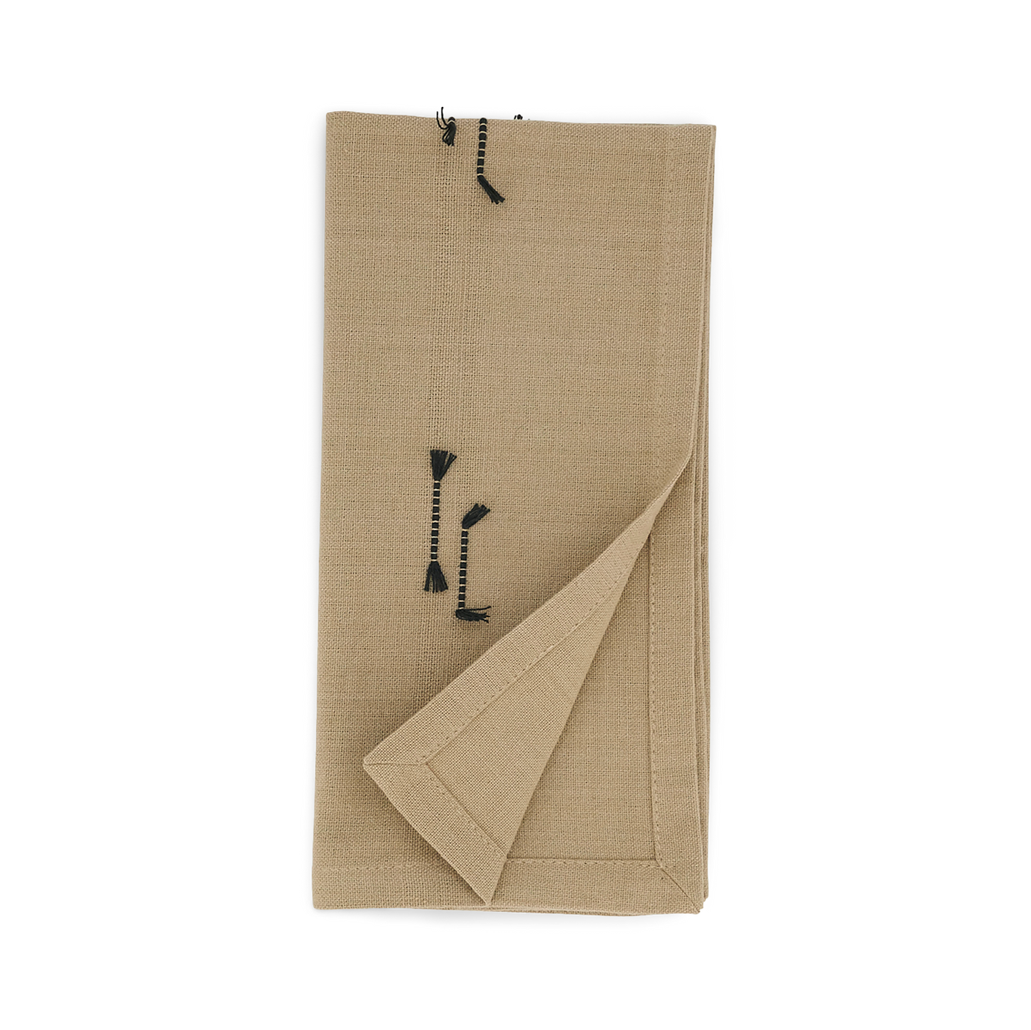 Natural Black Threaded Napkin Set of 4
