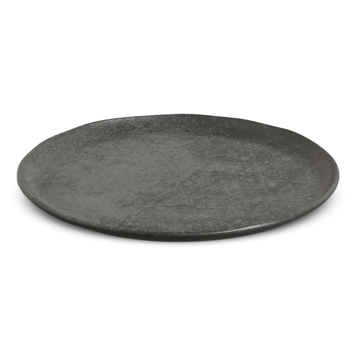 Organic Dinner Plate Charcoal speckled gray stoneware side view