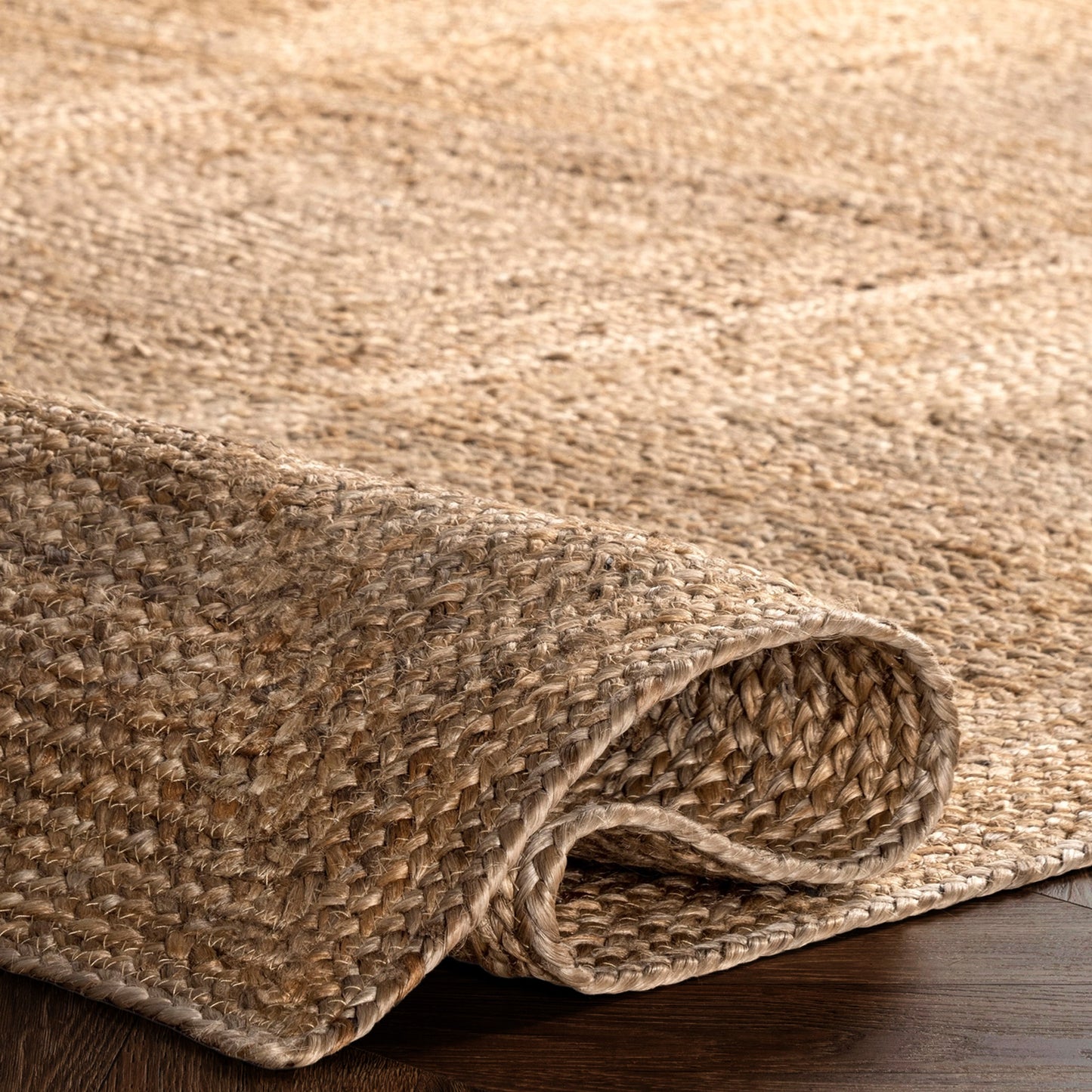 Palm Beach Tiled Natural Jute Rug foled