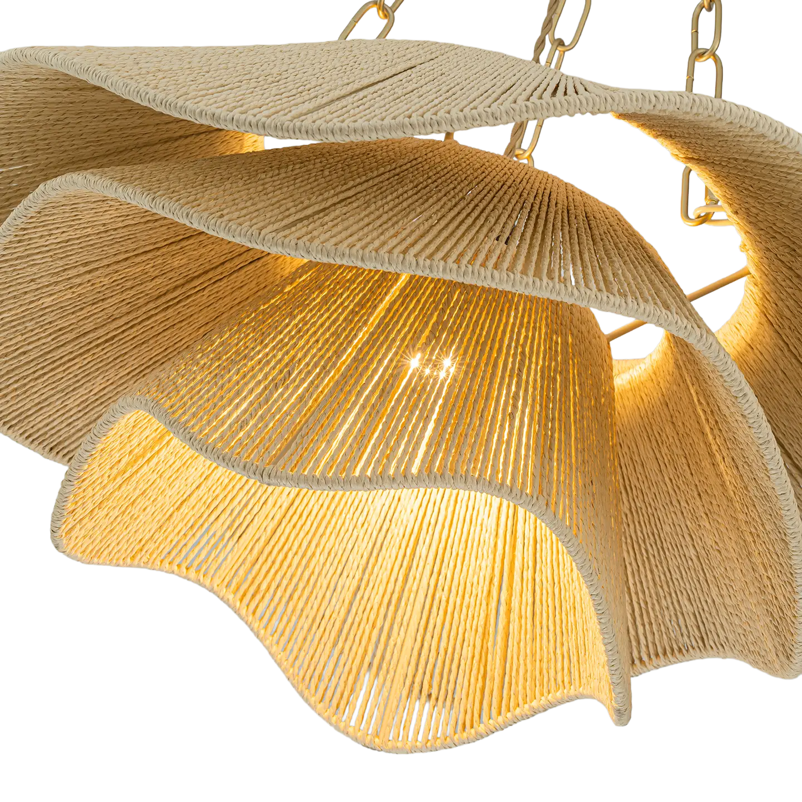 Amy Handwoven Three Tiered Chandelier inside
