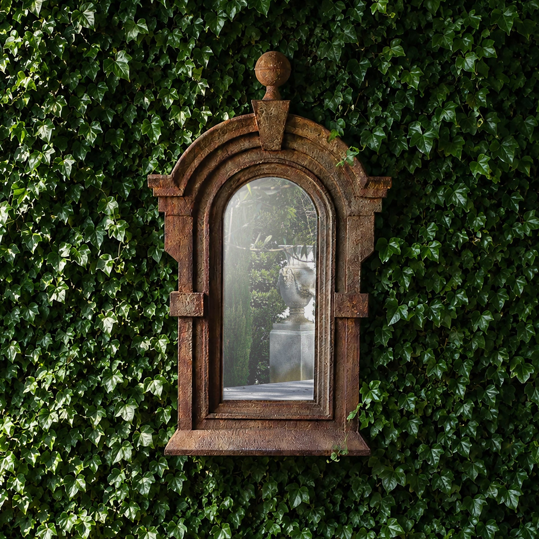 Antiqued Arched Iron Mirror lifestyle
