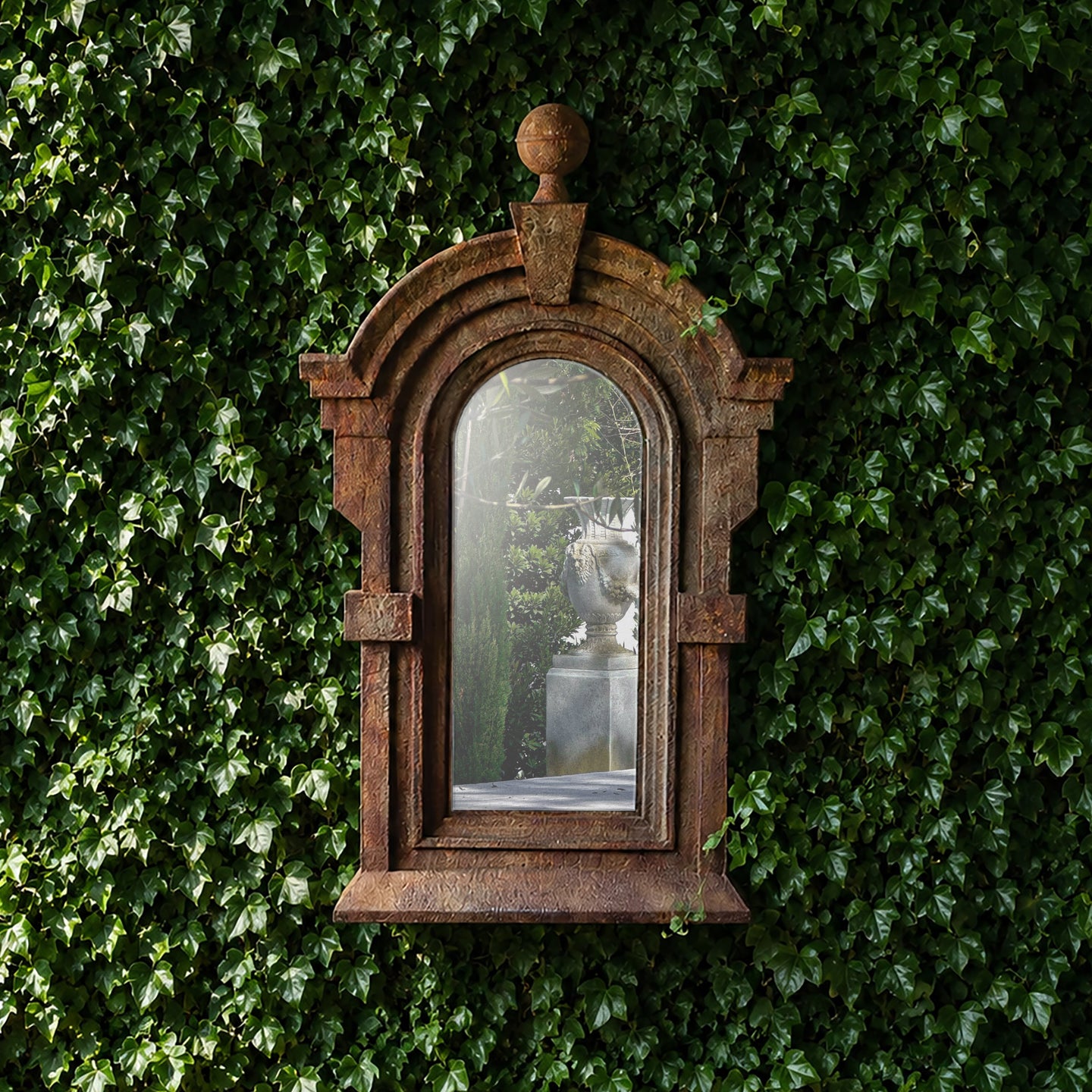 Antiqued Arched Iron Mirror lifestyle
