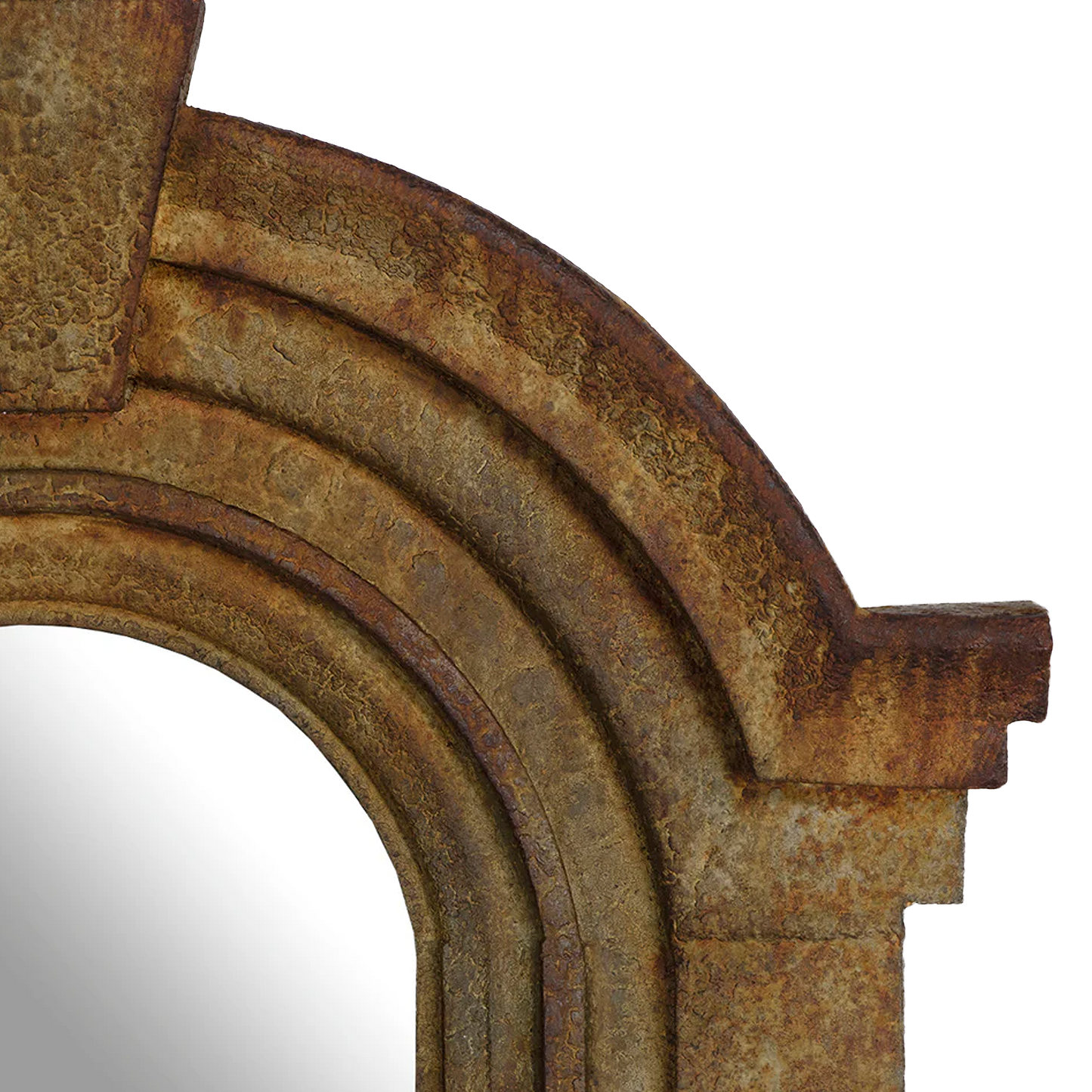 Antiqued Arched Iron Mirror top