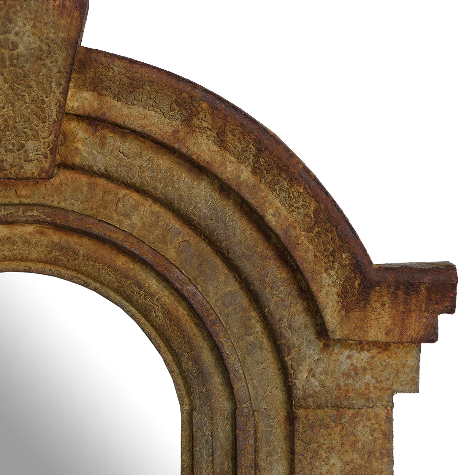 Antiqued Arched Iron Mirror top