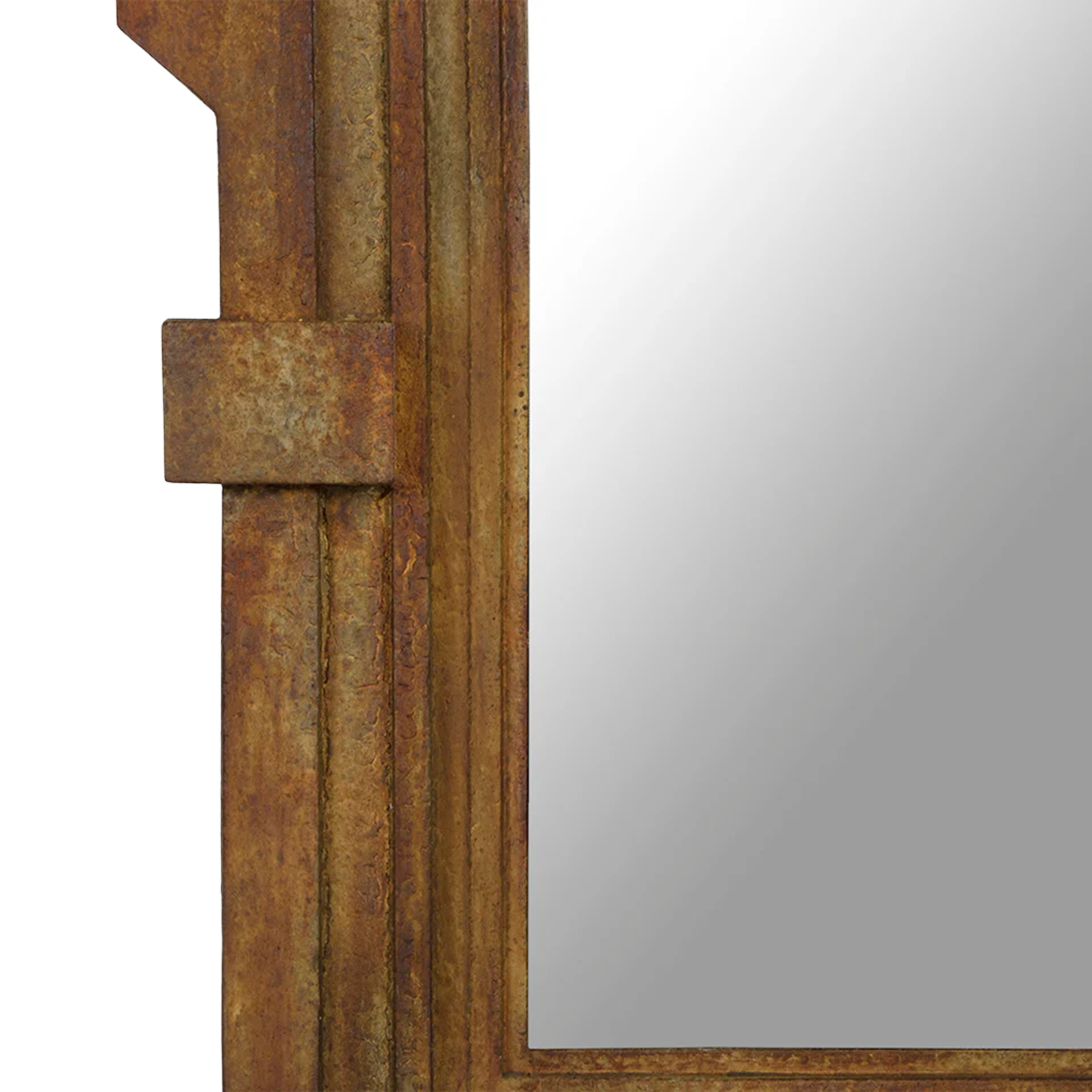 Antiqued Arched Iron Mirror side