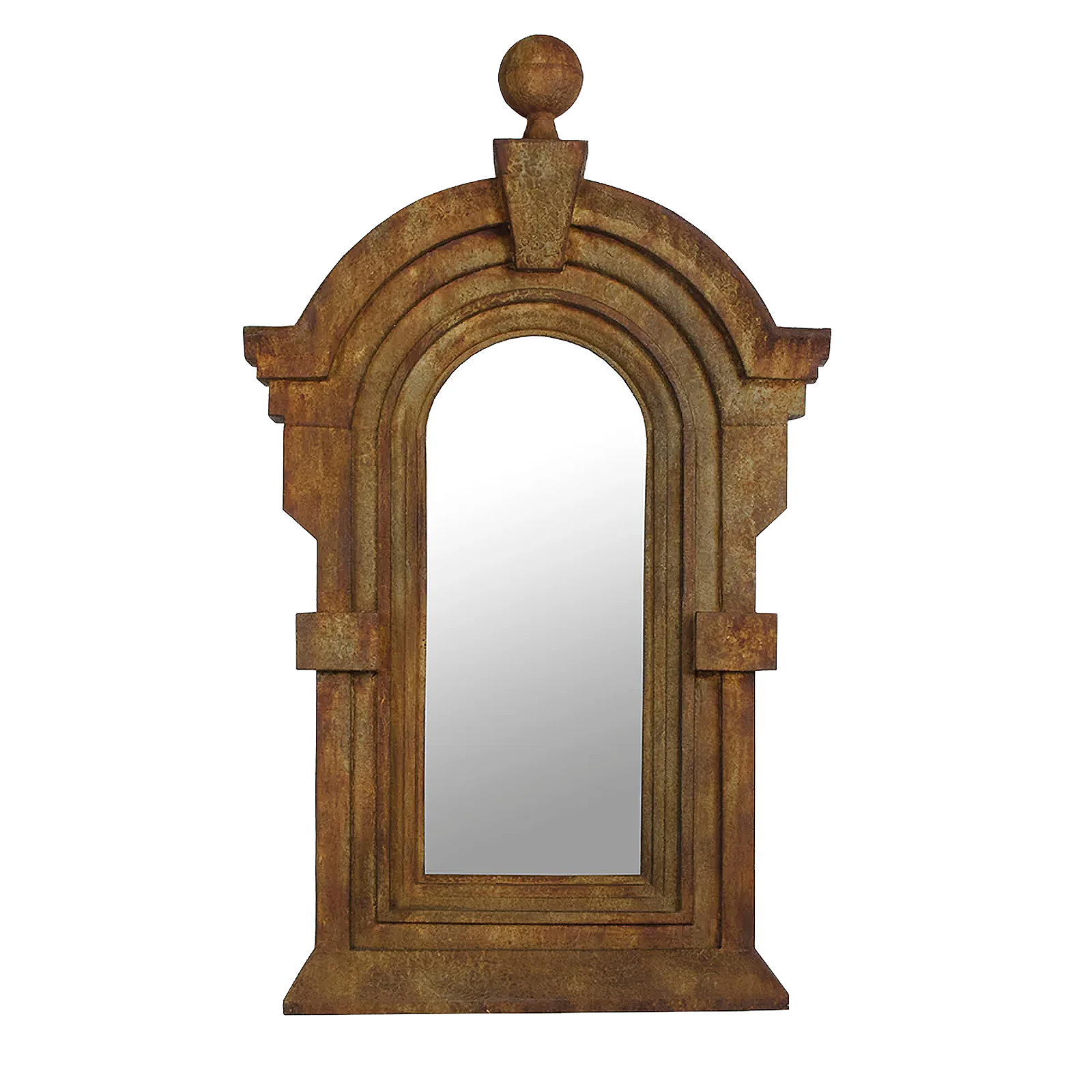 Antiqued Arched Iron Mirror