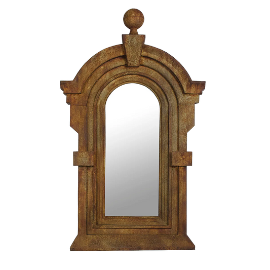 Antiqued Arched Iron Mirror