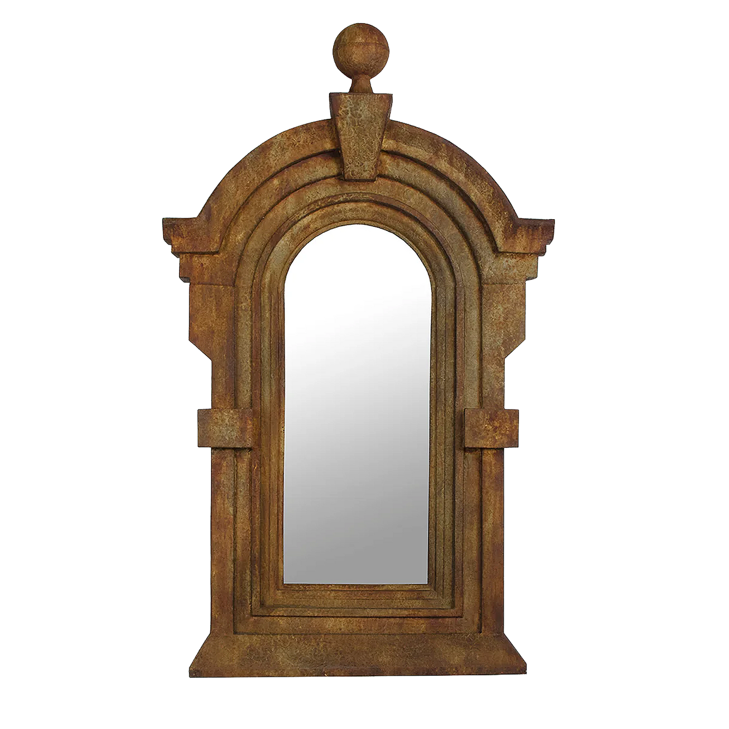 Antiqued Arched Iron Mirror
