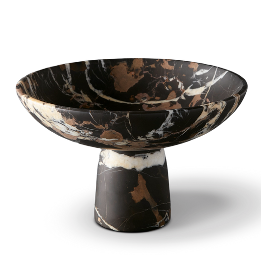 Black and Gold Marble Footed Bowl