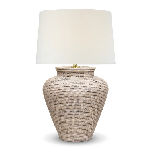 Cape Large Whitewashed Rattan Table Lamp