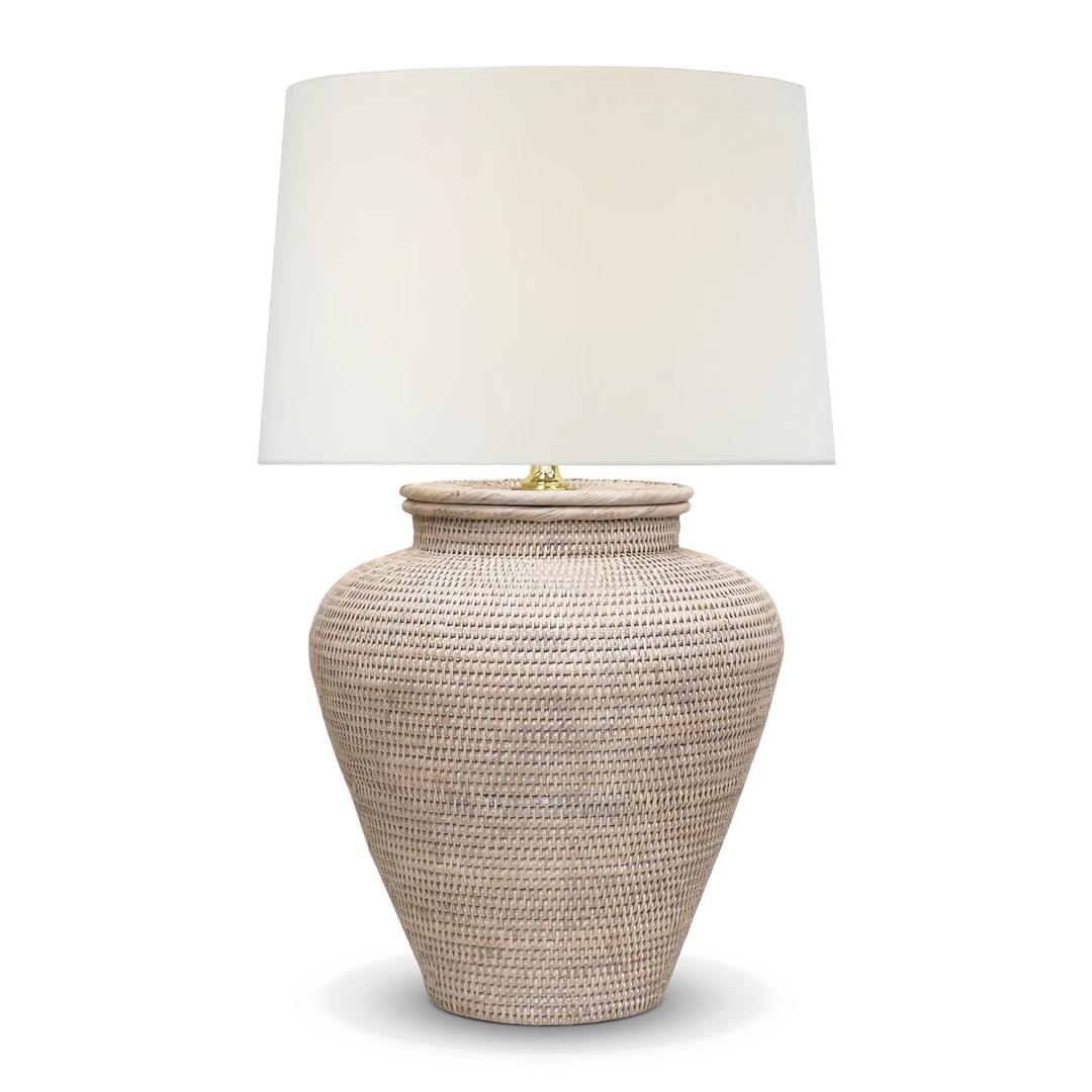 Cape Large Whitewashed Rattan Table Lamp