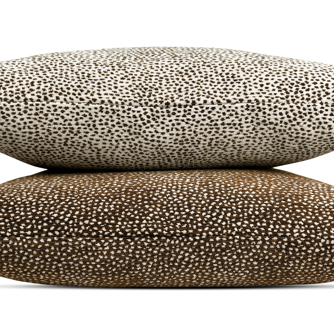 Colleen Dark Animal Print Pillow dark brown and light brown stack