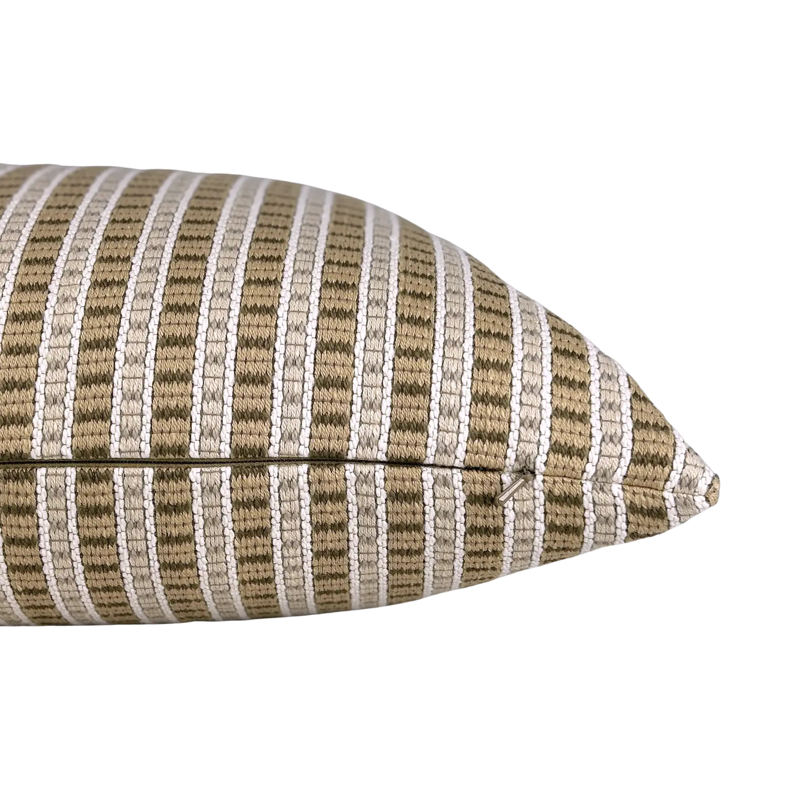 Conroy Truffle Striped Pillow zipper