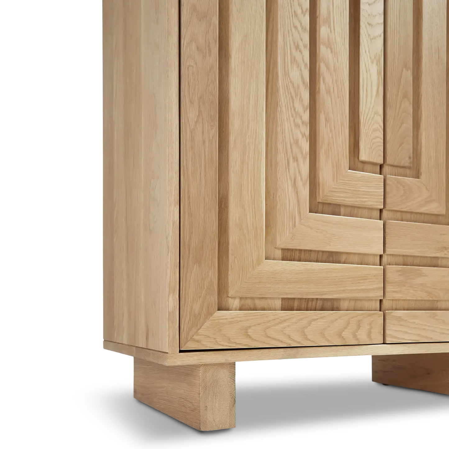 Edgar White Oak Cabinet solid wood geometric details base