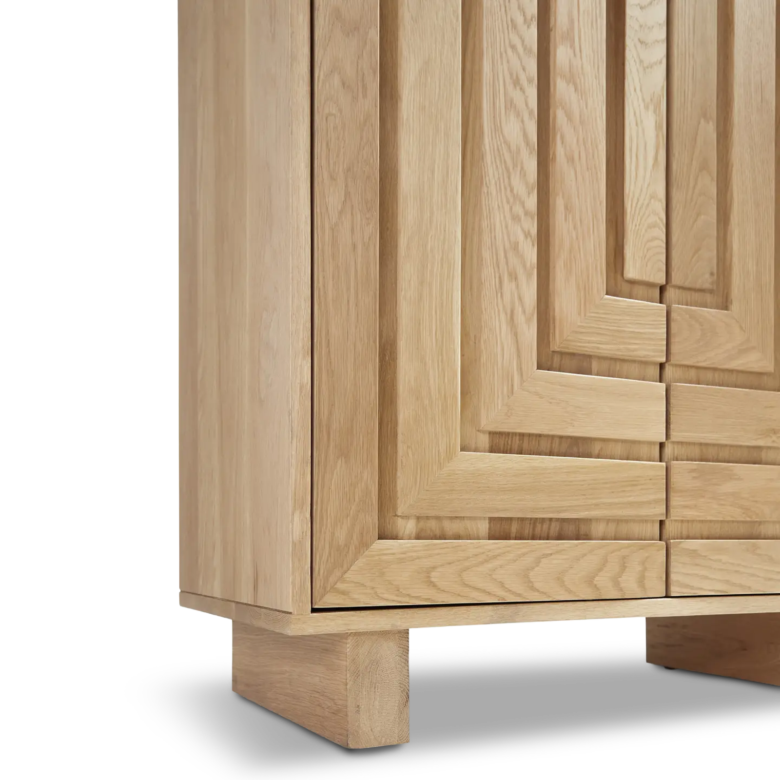 Edgar White Oak Cabinet solid wood geometric details base