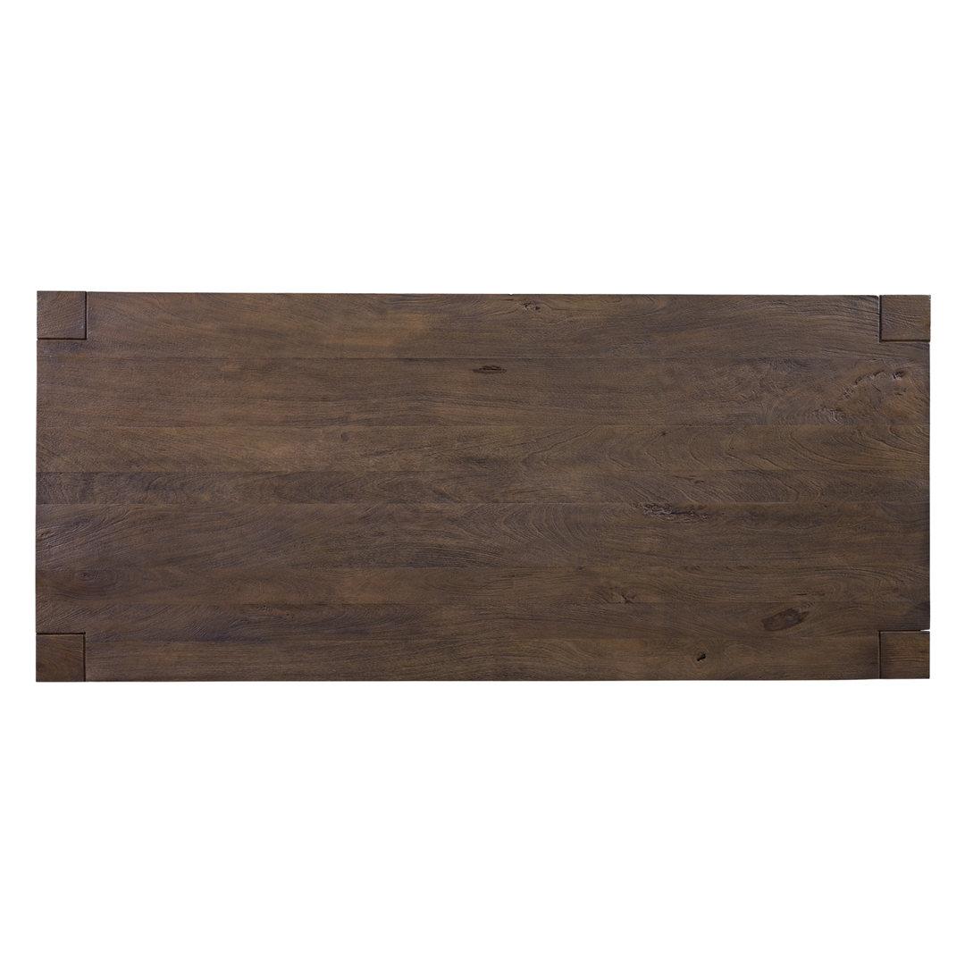 Evan Rectangular Dining Table top down dark wood
