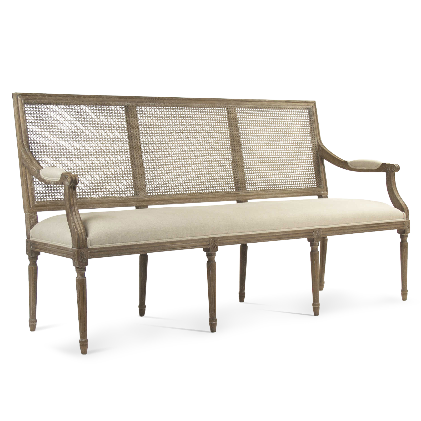 Frederick Cane Back Bench limed wood