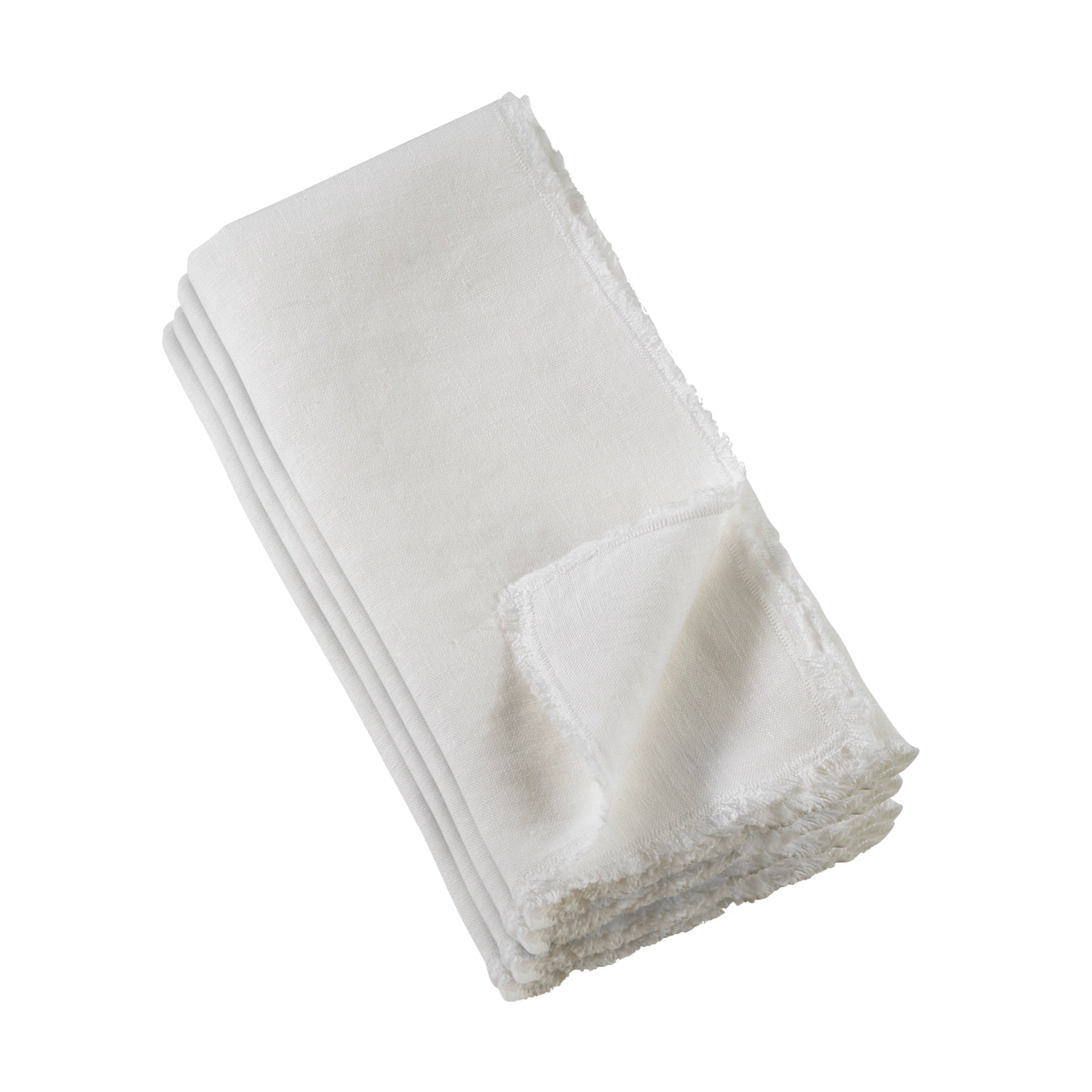 Fringed Stonewashed Napkin Set - Ivory