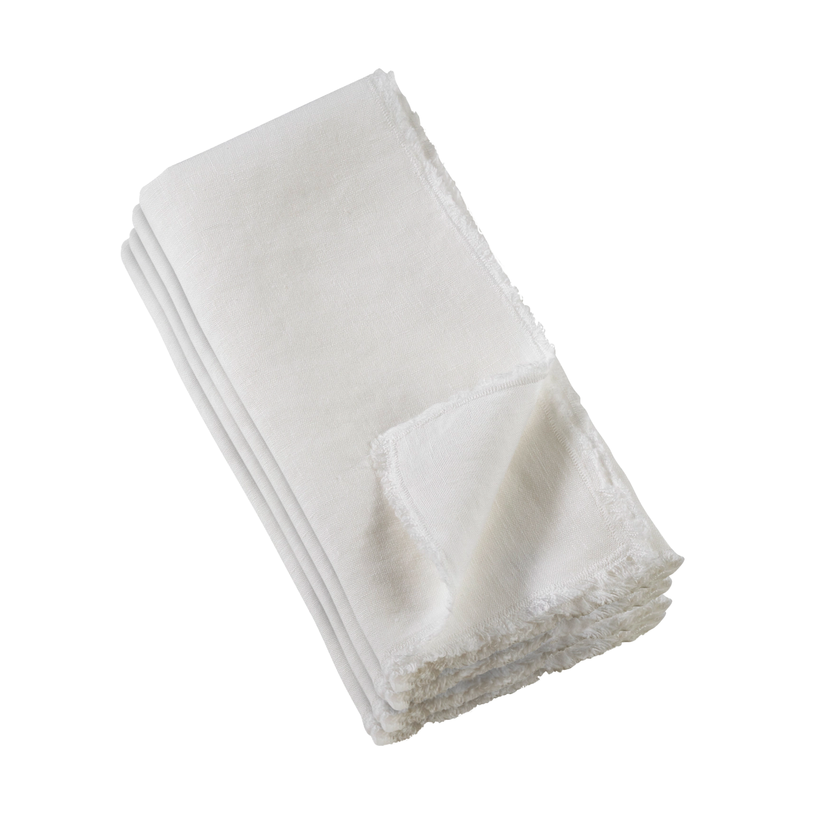 Fringed Stonewashed Napkin Set - Ivory