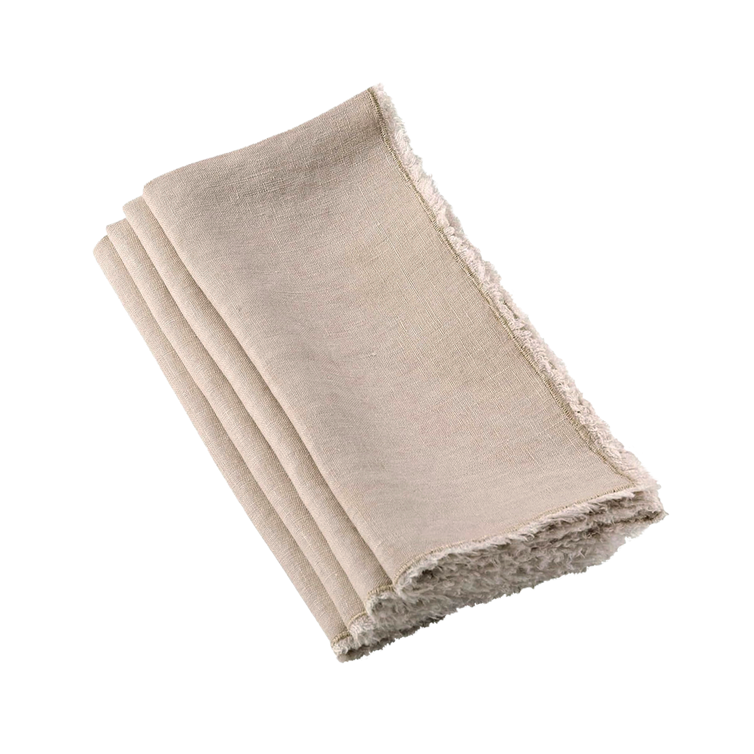 Fringed Stonewashed Napkin Set - Natural