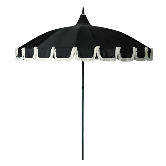 Garden Umbrella with Fringe - Black