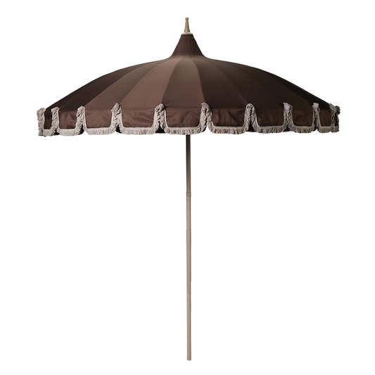Garden Umbrella with Fringe - Cocoa