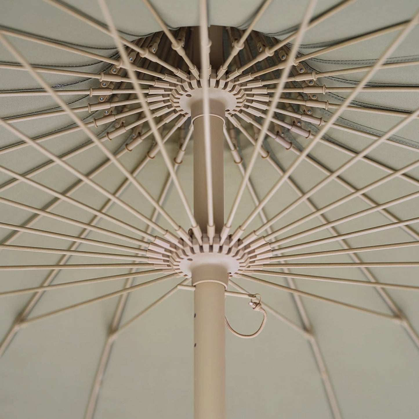 Garden Umbrella with Fringe Sage underside