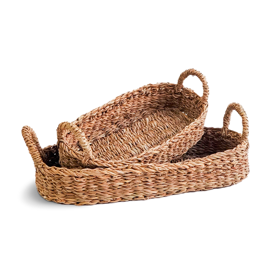 Handwoven Bread Basket Set of 2 - Natural