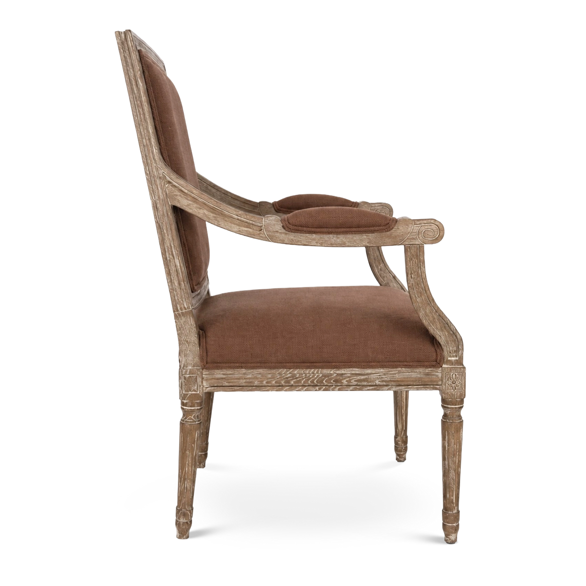 Henry Coco Linen Arm Chair side solid oak 