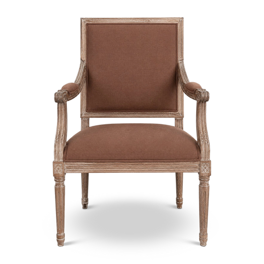 Henry Coco Linen Arm Chair solid oak 