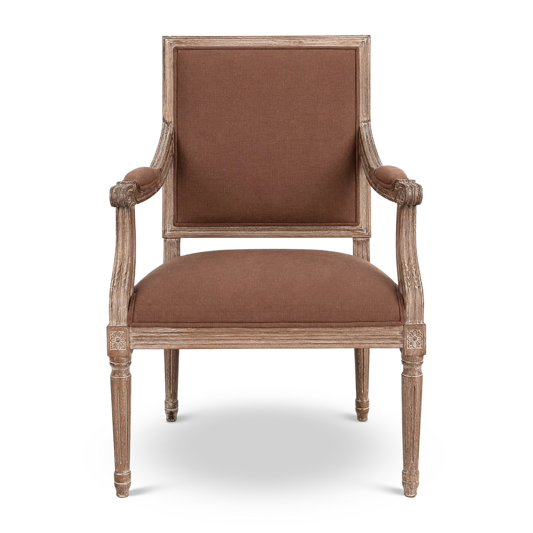 Henry Coco Linen Arm Chair solid oak 
