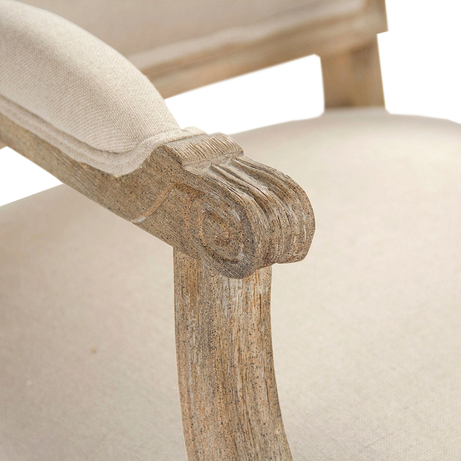 Henry Natural Linen Arm Chair arm detail solid oak