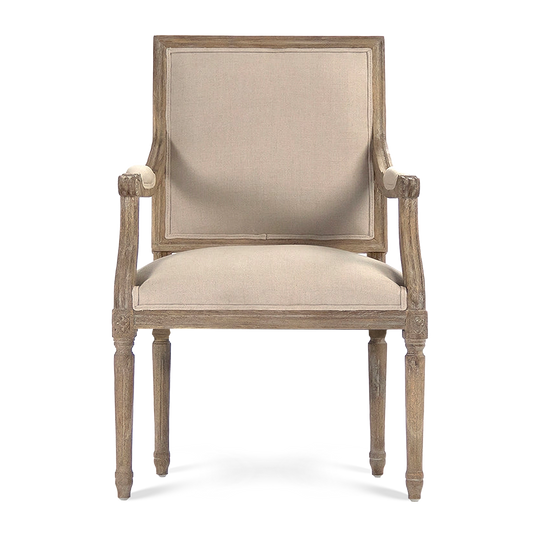 Henry Natural Linen Arm Chair solid oak
