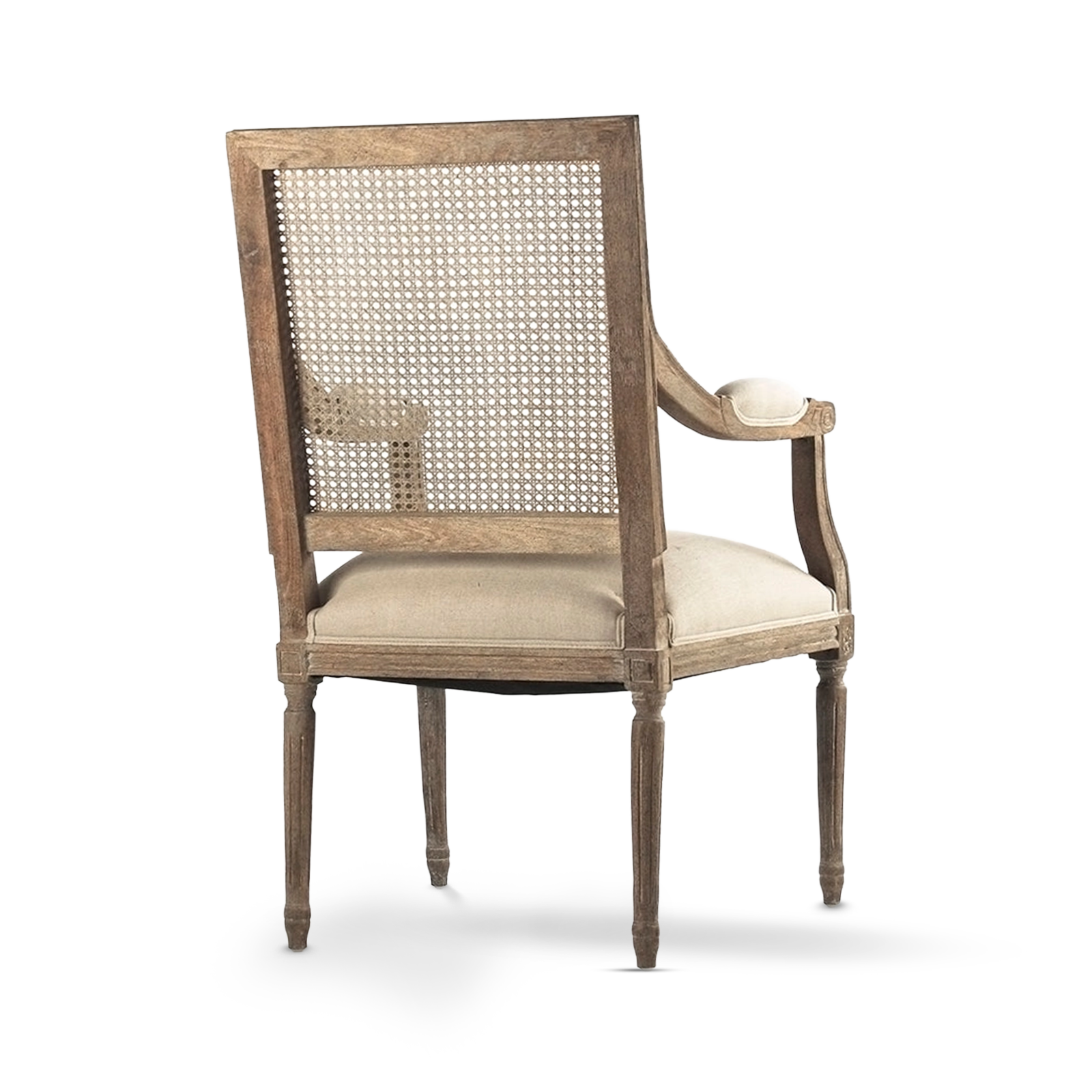 Henry Natural Linen Cane Arm Chair back