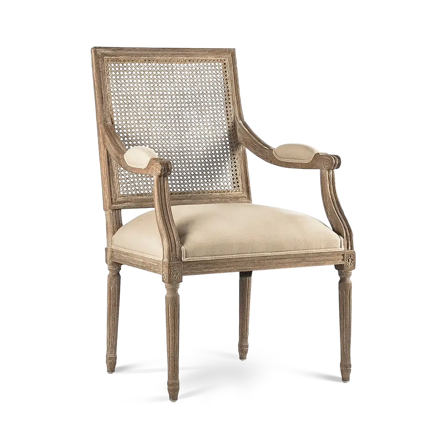 Henry Natural Linen Cane Arm Chair 
