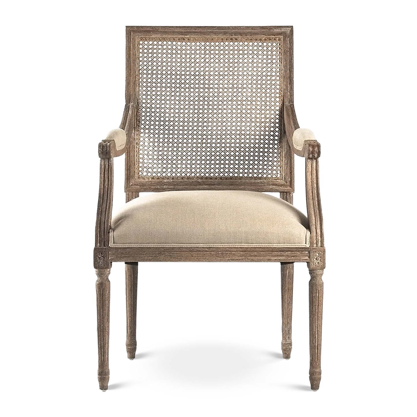 Henry Natural Linen Cane Arm Chair