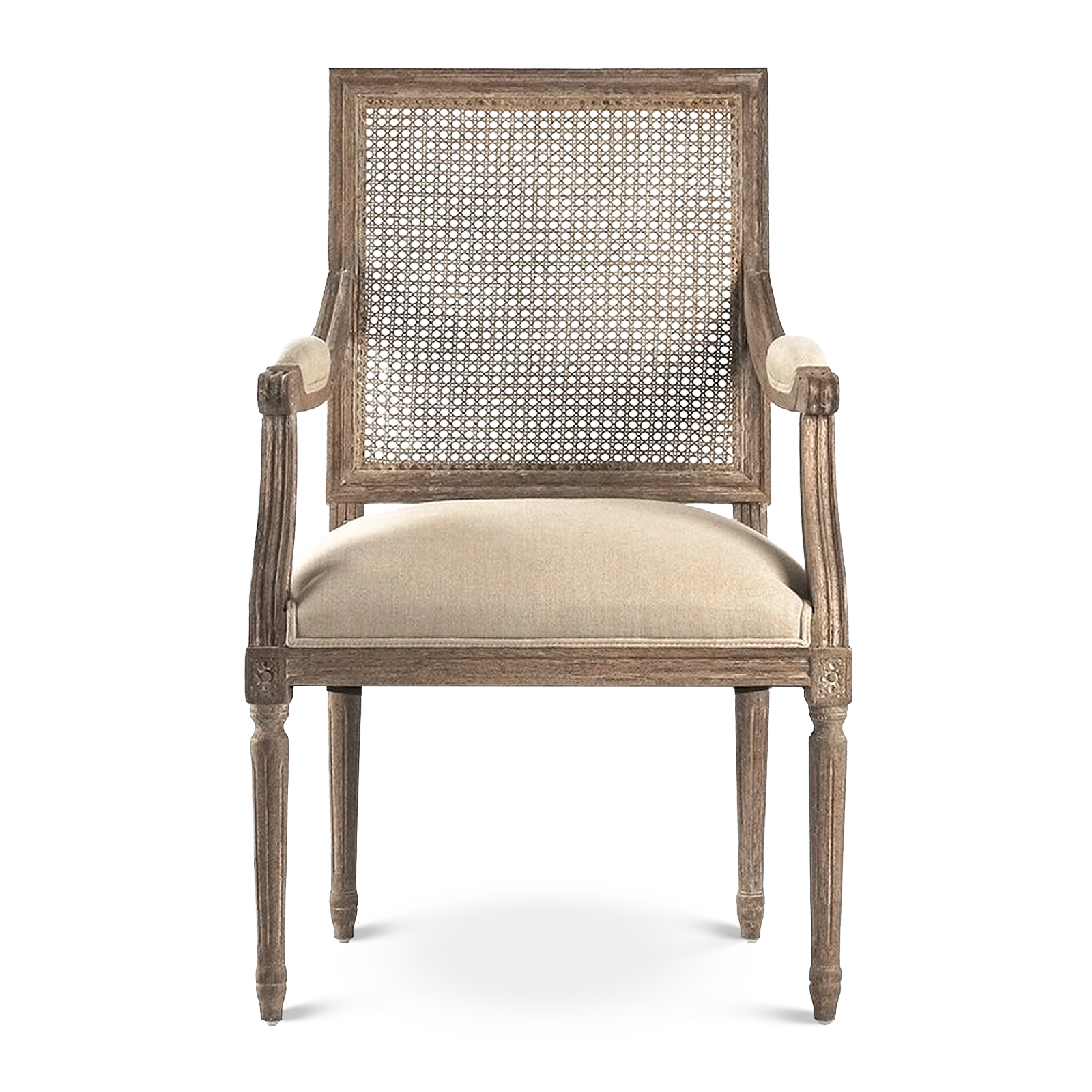 Henry Natural Linen Cane Arm Chair