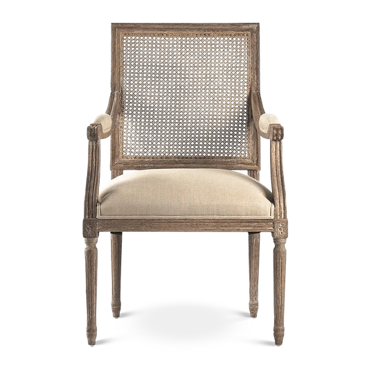 Henry Natural Linen Cane Arm Chair