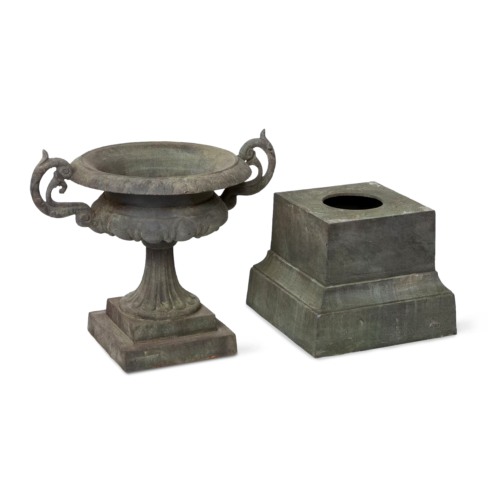 Iron Urn on Plinth separates 