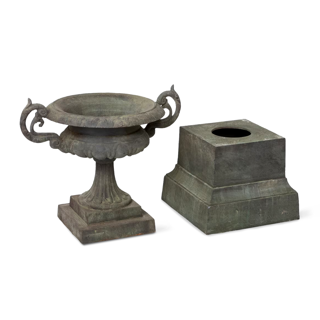Iron Urn on Plinth separates 