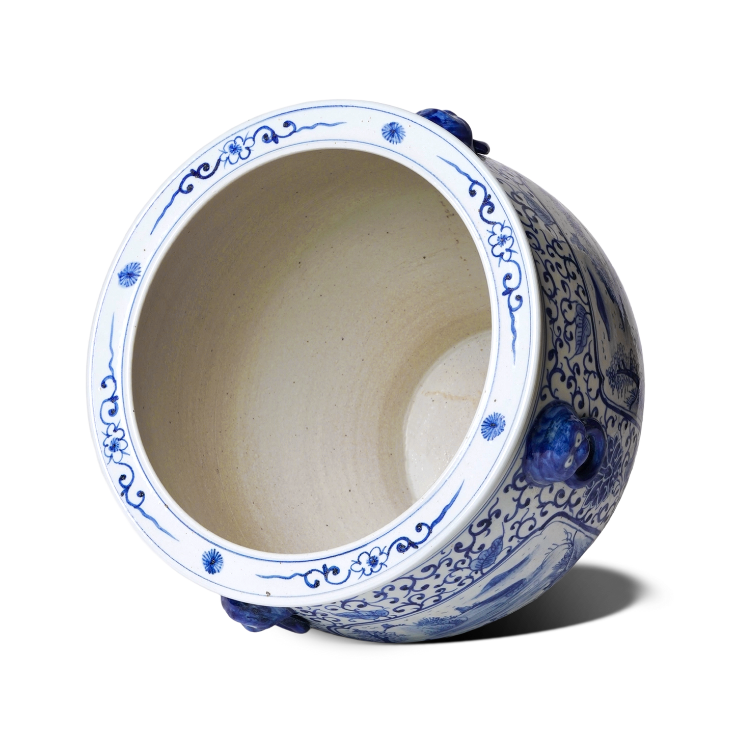 Jingdezhen Porcelain Blue & White Cartouche open top