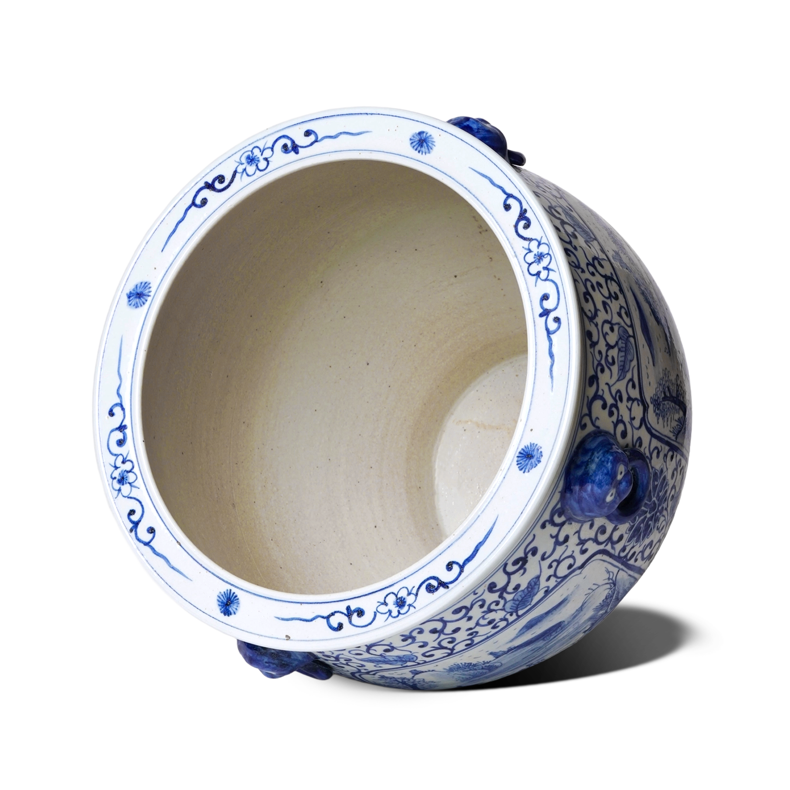 Jingdezhen Porcelain Blue & White Cartouche open top