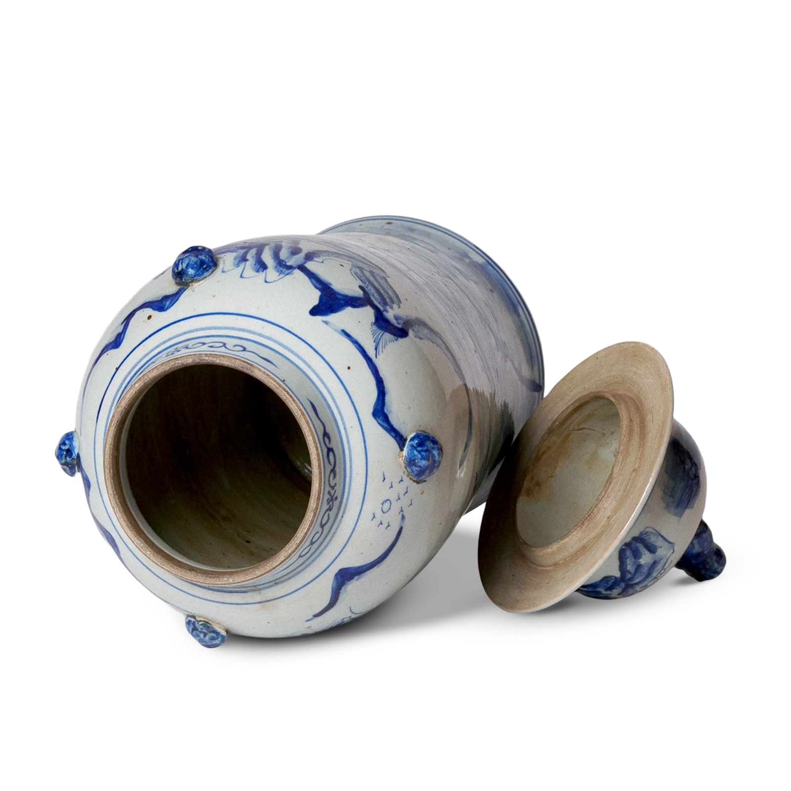 Jingdezhen Porcelain Blue & Green Ginger Jar top