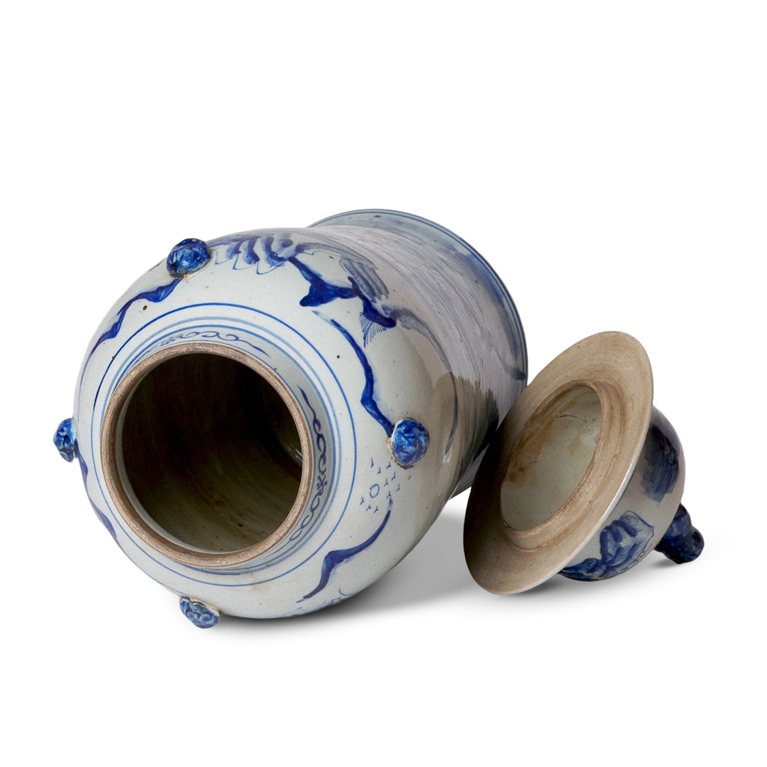 Jingdezhen Porcelain Blue & Green Ginger Jar top