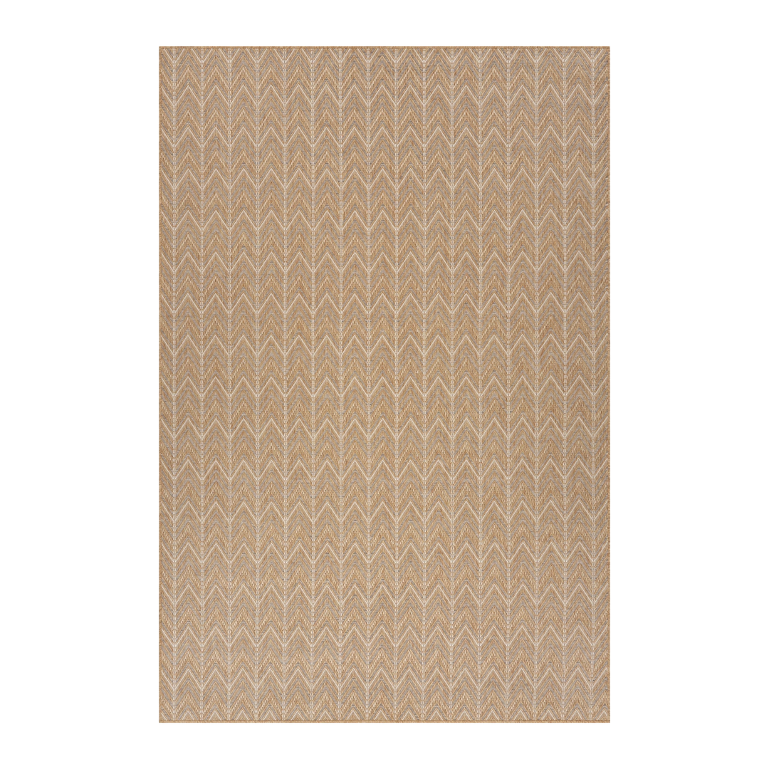 Katie Chevron Outdoor Rug polypropylene gray and natural pattern full size