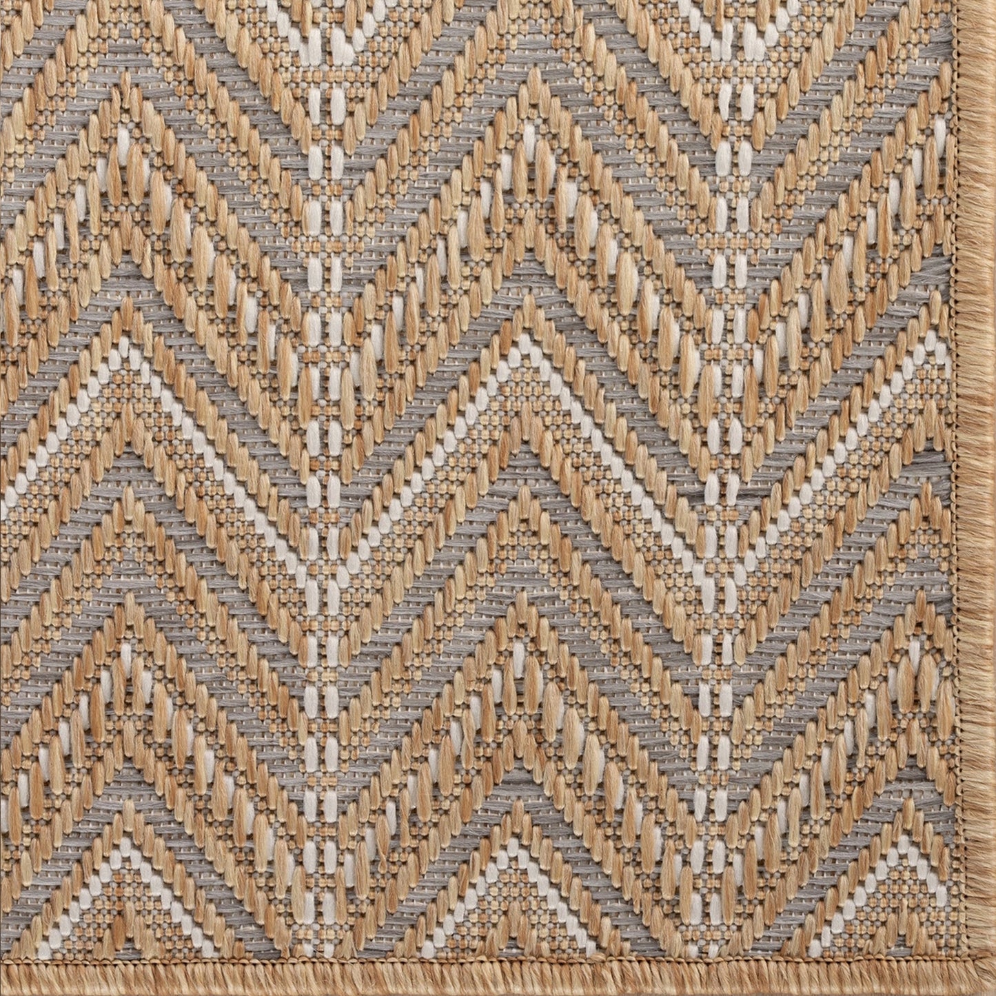 Katie Chevron Outdoor Rug polypropylene gray and natural pattern 