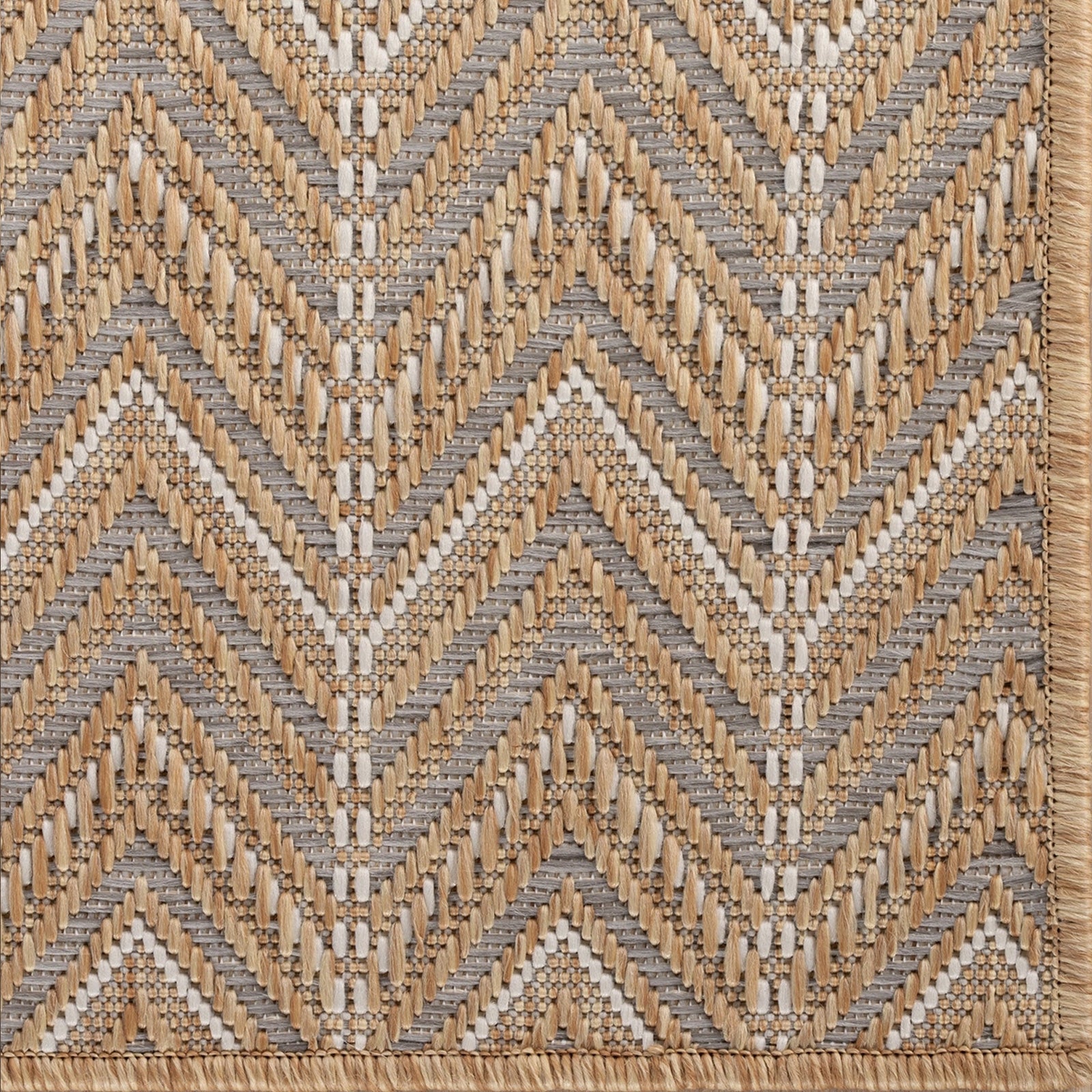 Katie Chevron Outdoor Rug polypropylene gray and natural pattern 